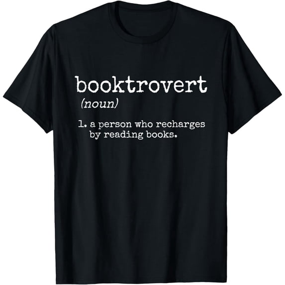 Booktrovert Definition Funny Reading Enthusiast Men Women Unisex Graphic T-Shirt Retro Book Lover Librarian Gift Top Black