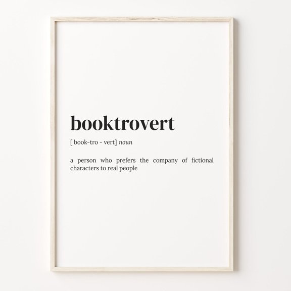 Booktrovert Definition Print, Book Lover Quote Wall Art Poster Unframed Paper Print