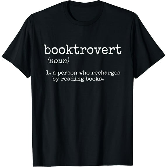 Booktrovert, Funny Book Reader T-ShirtMen's and women's gift, black and white T-shirt, size: Extra large S-4XL
