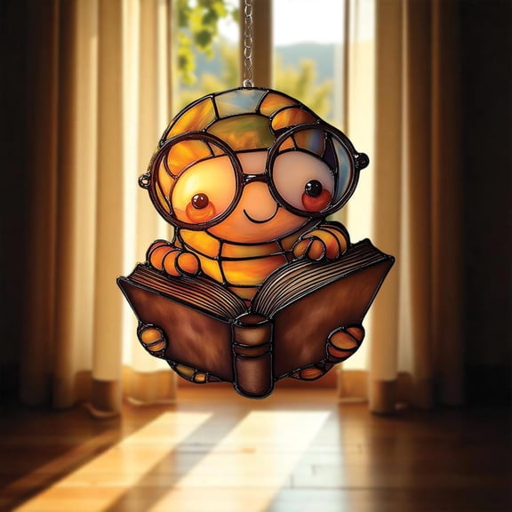 Bookworm Acrylic Suncatcher fullxfull Cute Reading Lover Decor, Library Window Ornament