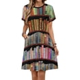 thumbnail image 1 of Bookworm Antique Book Library Vintage Book Shelf Sundress Short Sleeve Dress Summer Women Clothes Dress for Women Dresses, 1 of 7