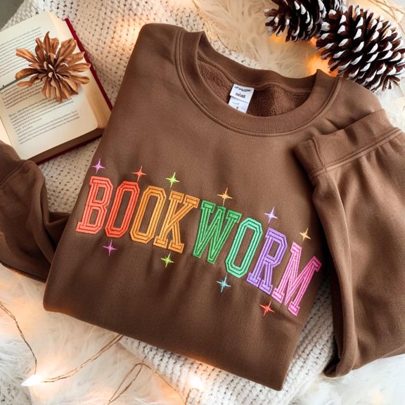 Bookworm Embroidered Sweatshirt, Cute Shirt for Readers, Book Lover Gift, Bookish Shirt, Aesthetic Bookworm T-Shirt, Reading Shirt