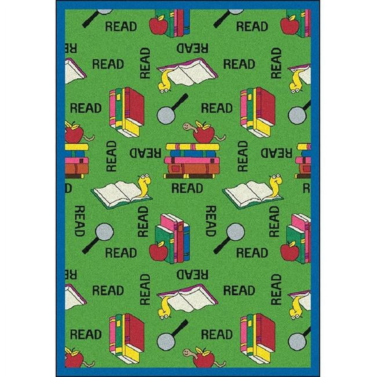 Bookworm Green 3 ft.10 in. x 5 ft.4 in. WearOn Nylon Machine Tufted ...