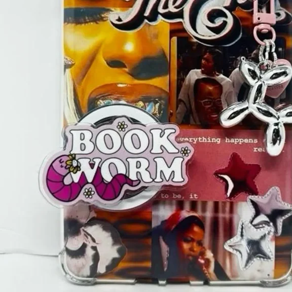Bookworm MagSafe PopSocket, Retro Aesthetic with Modern Twist, MagSafe Compatible, Strong Grip Stand, High-Quality Print, Phone Grip for Book Lovers