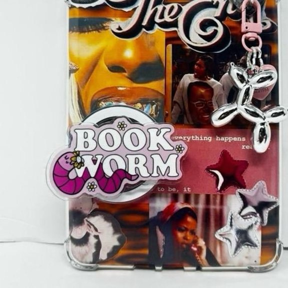 Bookworm MagSafe PopSocket, Retro Aesthetic with Modern Twist, MagSafe Compatible, Strong Grip Stand, High-Quality Print, Phone Grip for Book Lovers
