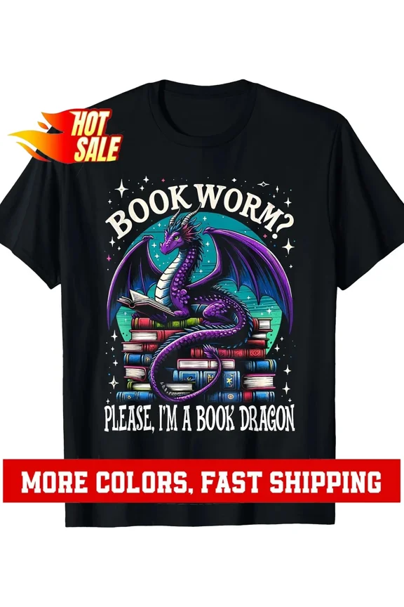 Bookworm Please, I'm A Book Dragon Distressed Dragons Books T-Shirt
