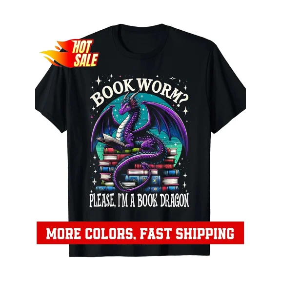 Bookworm Please, I'm A Book Dragon Distressed Dragons Books T-Shirt
