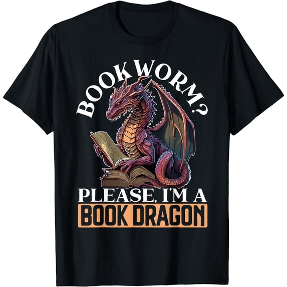 Bookworm Please I'm A Book Dragon Myth Dragon Lover T-Shirt Black Large