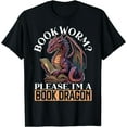 thumbnail image 1 of Bookworm Please I'm A Book Dragon Myth Dragon Lover T-Shirt Black, 1 of 3