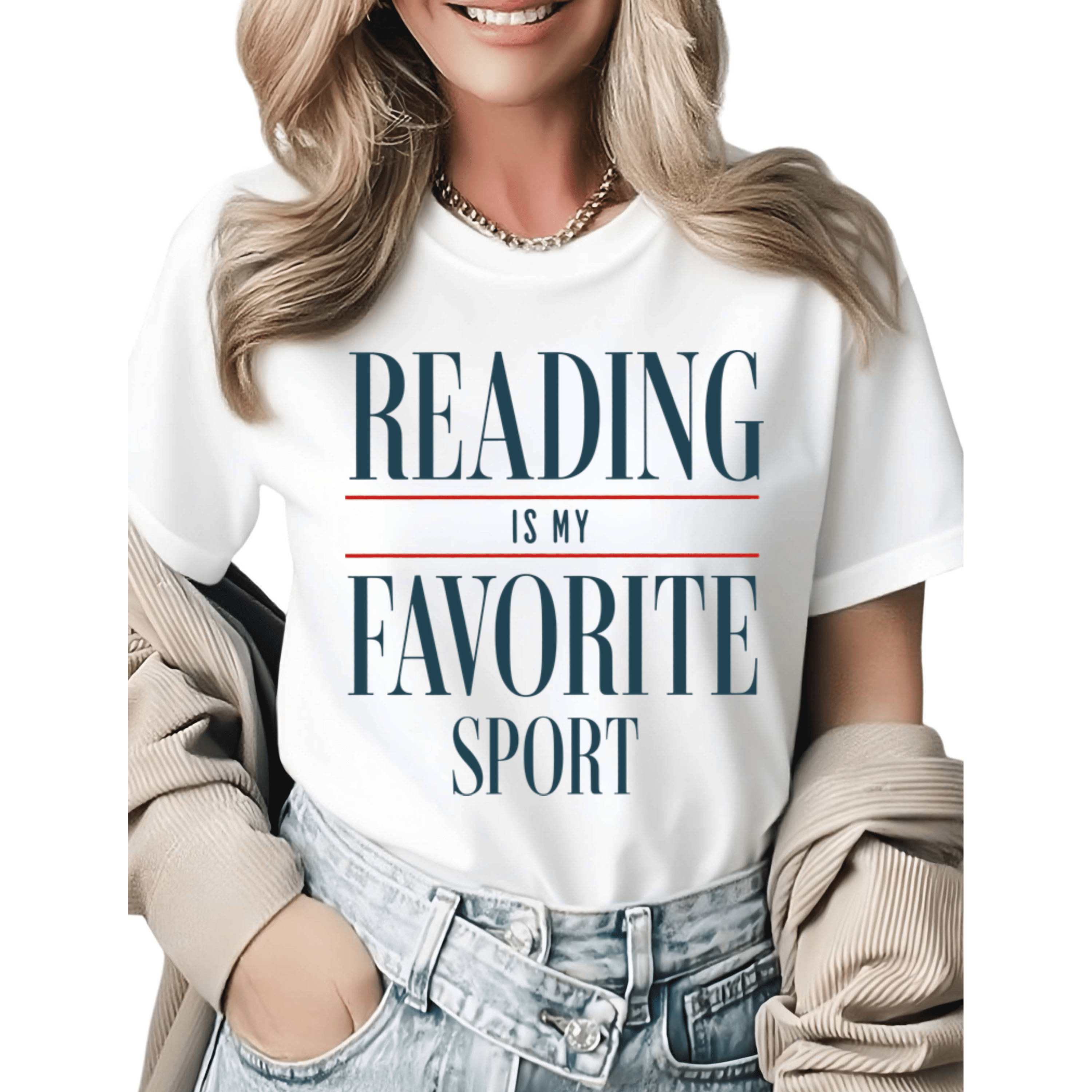 Bookworm Reading Is My Favorite Sport Graphic Tees Womans Tshirt Shirts ...
