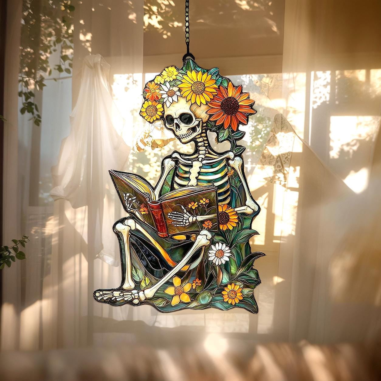 Bookworm Window Display Bookworm Skeleton Faux Wavy Acrylic Wavy Acrylic Window Suncatcher ...