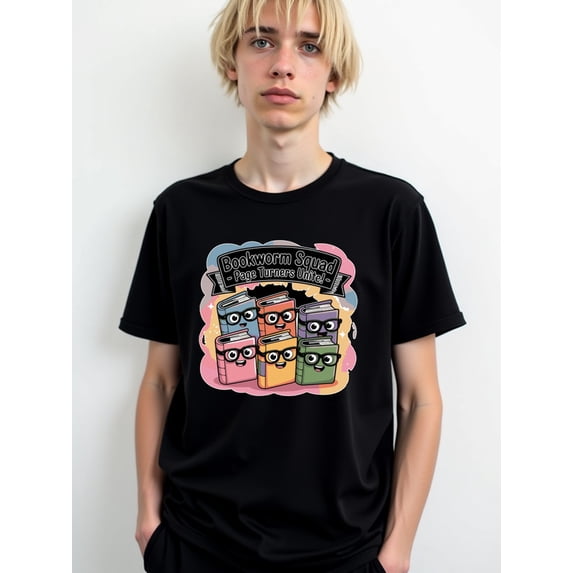 Bookworm Squad T-Shirt men's funny t shirts black top funny Hip-hop ...