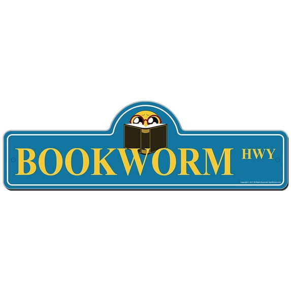 Bookworm Street Sign | Indoor/Outdoor | Funny Home Decor for Garages, Living Rooms, Bedroom, Offices | SignMission personalized gift