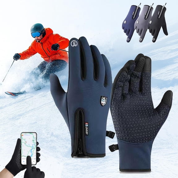 Boolex Sport Gloves, Windproof Warm Gloves for Cold Weather Outdoor Sports, Waterproof Winter Gloves with Touchscreen (Blue,M)