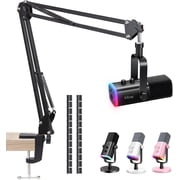 SUNMON for Fifine AM8 Gaming Microphone Stand - Metal Scissor Boom Arm for Fifine Mic with 3/8 to 5/8 Adapter, K688 Mic Stand with Cable Sleeve