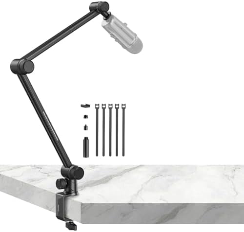 Boom Arm, Innovative Hydraulic Damping Microphone Stand with Desk Mount Clamp, Screw Adapter, Cable Management for Podcasting, Streaming, Gaming, Home Office - 4303