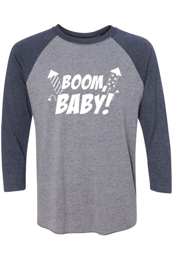Boom, Baby! Unisex 3/4 Sleeve Baseball Raglan Tee
