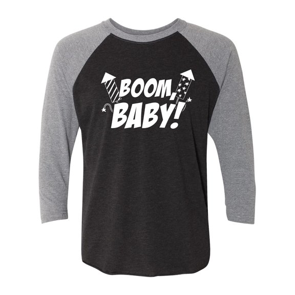 Boom, Baby! Unisex 3/4 Sleeve Baseball Raglan Tee