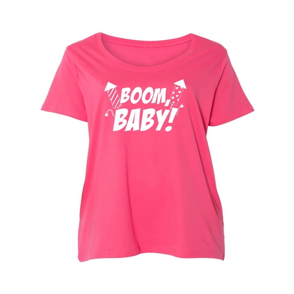 Boom, Baby! Womens Plus Size Scoopneck Tee