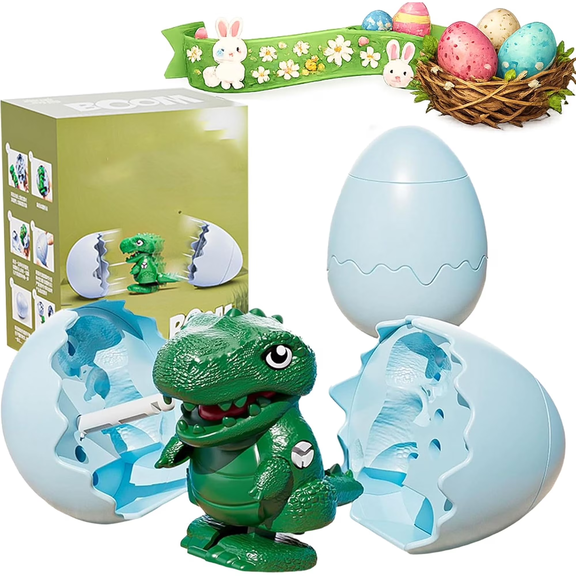 Boom Eggs, Wind-Up Surprise Eggs, Rotate to Hatch Walking Animal Toy, Reusable Clockwork Surprise Egg, Fun Easter Party Favors, Gag Gifts for Kids Boys Girls (Dinosaurs)