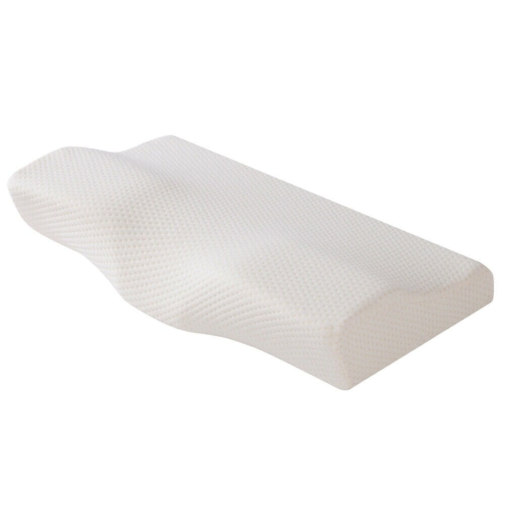 White Orthopedic Memory Foam Neck Pillow with Washable Cover