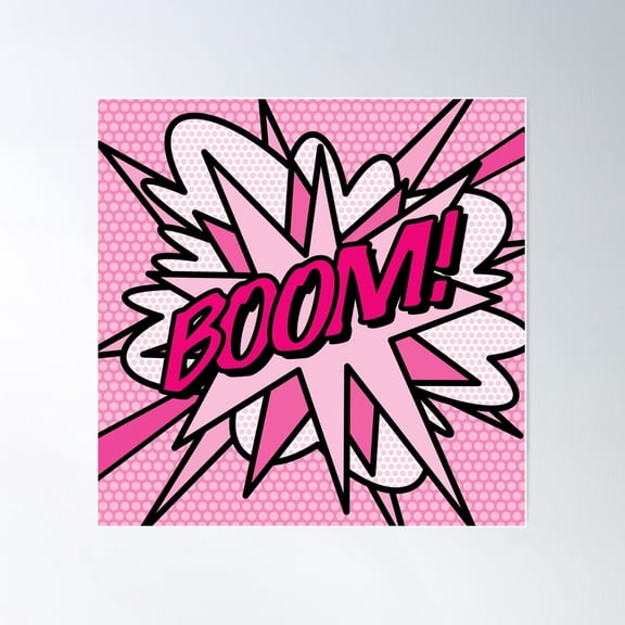 Boom Pink Comic Book Pop Art Modern Fun Retro Poster Wall Art, Modern Wall Decor For Living Room Bedroom, 24x24 UNFRAMED