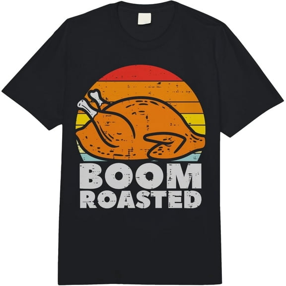 Boom Roasted Turkey Sunset Retro Thanksgiving Men Women s Comfort Adult Heavyweight T-Shirt