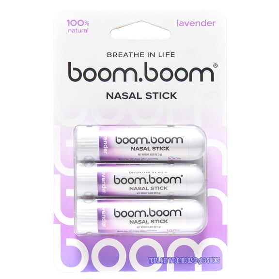 BoomBoom Nasal Stick (3-Pack) | Vapor Flow Technology™ | Cool Refreshing Sensation | Natural Mood Boost | Simple Ingredients | Essential Oils   Menthol Inhaler (Lavender)