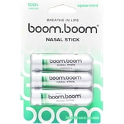 BoomBoom Nasal Stick 3-Pack | Vapor Flow Technology  | Cool Refreshing Sensation | Natural Mood Boost | Simple Ingredients | Essential Oils + Menthol Inhaler Spearmint