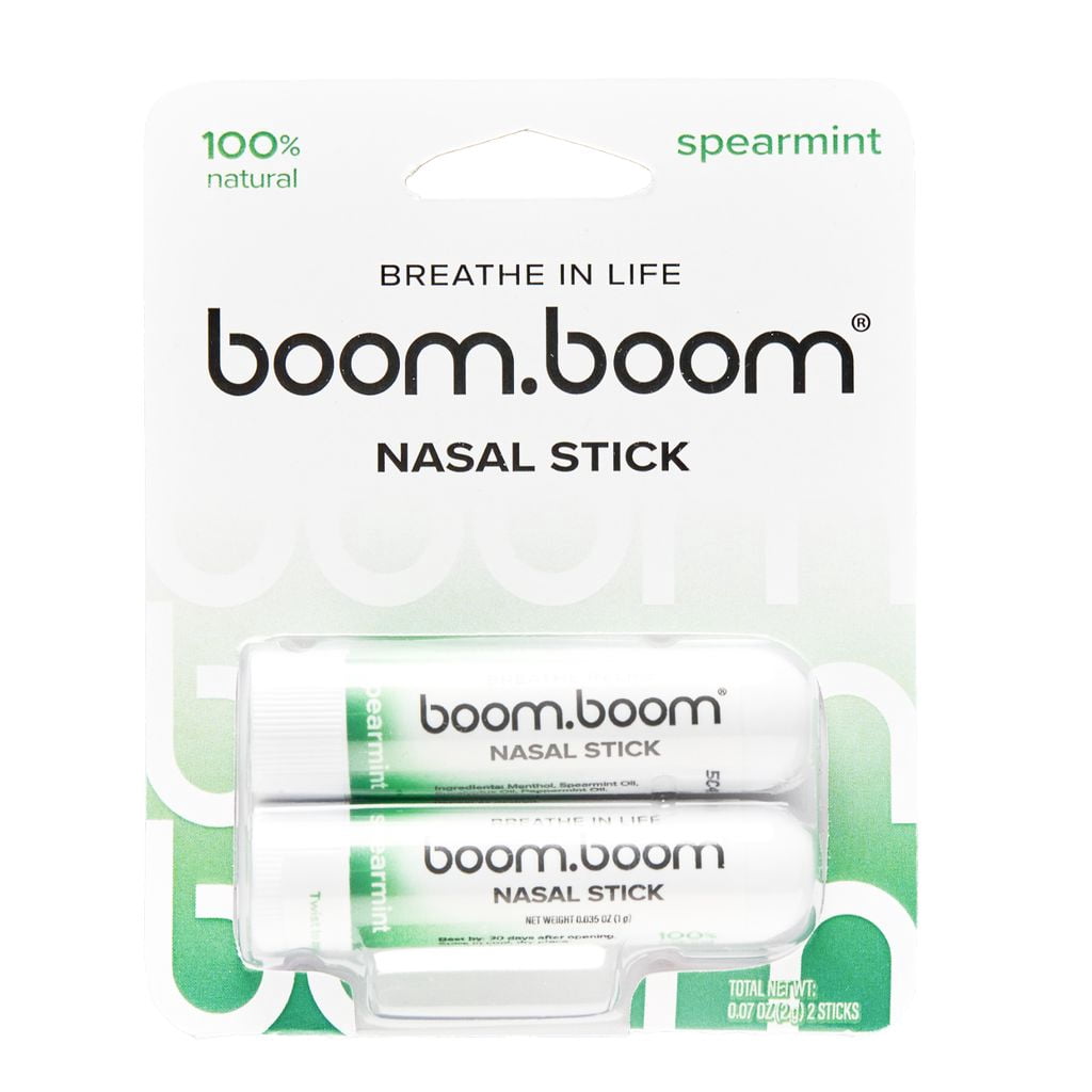BoomBoom Spearmint Nasal Sticks with Vapor Flow Technology, 2 Pack