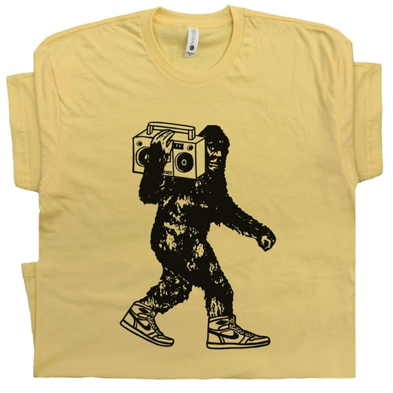 Boombox Bigfoot Shirt Funny Sasquatch T Shirts For Men Women Retro Big Foot Cool 80s 90s Vintage Stereo Yeti Cool Graphic Tee