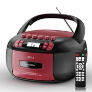 Boombox CD Cassette Player Combo, Boom Box and AM FM Radio with Bluetooth for Home & Outdoor, Stereo Sound with Remote Control