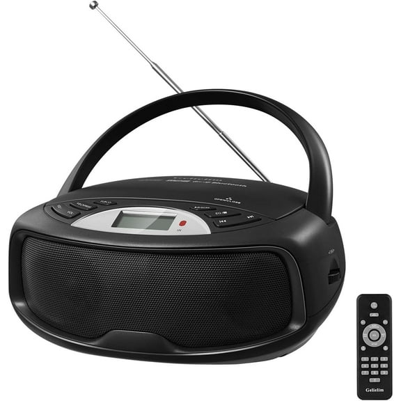 Boombox CD Player with Bluetooth AM/FM Radio with Speakers, Support Microphone, Portable CD Player Stereo Sound Speaker CD, CDR, CD-RW, MP3-CD, WMA-CD, LED Display, Battery Operated or AC Powered