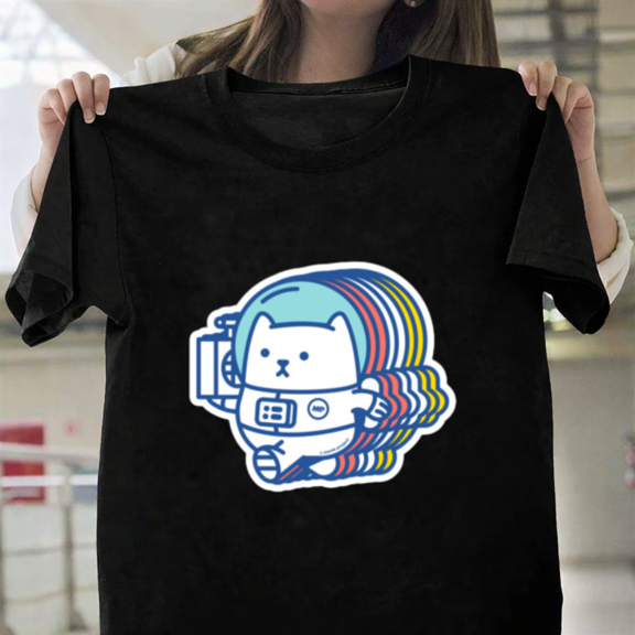 Boombox Cat Cute Retro 1980s Hip Hop Musical Kitten Pet Art Unisex T-Shirt, up to size 3XL.