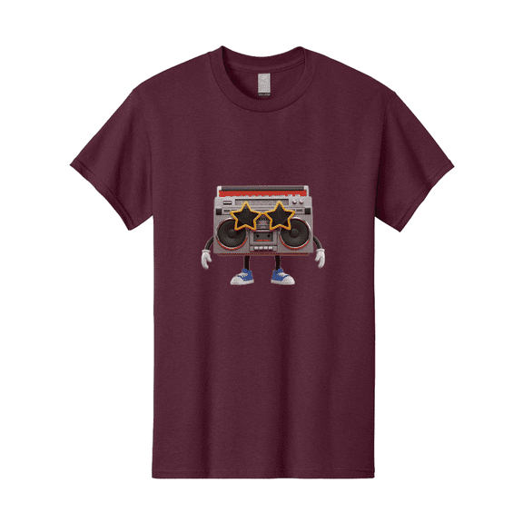 Boombox-Character Mens Graphic Tee, 100% Cotton, Casual Summer Wear BAA191
