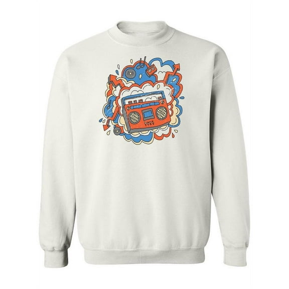 Boombox Doodle Design Sweatshirt Women -Image by Shutterstock, Female x-Large