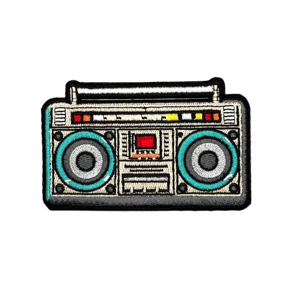 Boombox Iron On Patch Applique Embroidered Patches Iron On Sew On Retro Vintage Hippietrendy Iron On Patches For Holes, Clothing, Dress, Jeans, Hat, Backpacks, Clothes