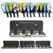Boomer 45D Pickleball Paddle Rack, 4 Paddle Holder with 45 Degree Display, Heavy Duty Steel Court Organizer Pack of 3