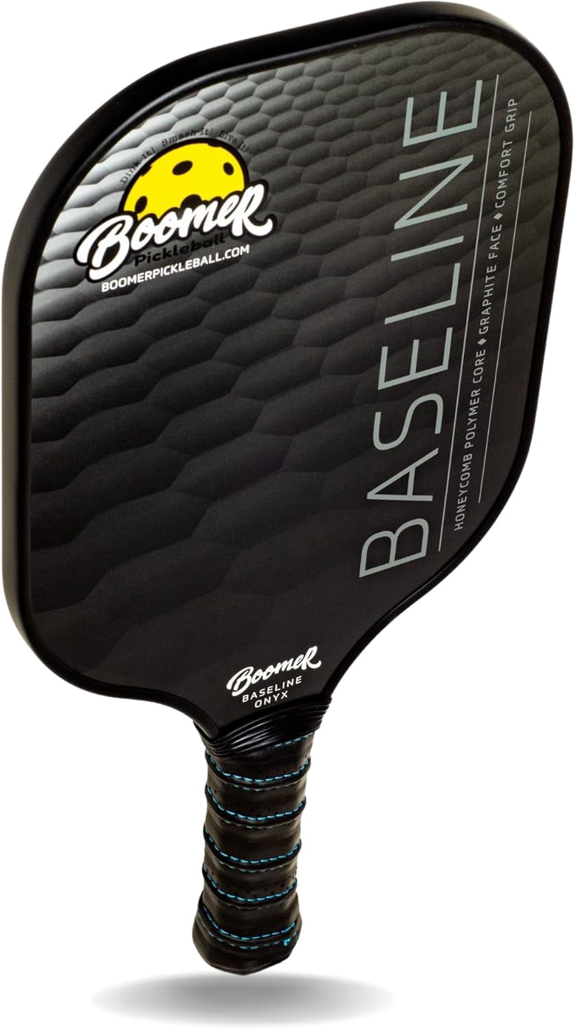 Boomer Baseline Pickleball Paddle Graphite Face with Polymer Honeycomb Core, Cushion Grip, Lightweight 7.8 oz