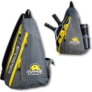 Boomer Pickleball Sling Bag with Paddle Storage, 3 Zipper Compartments, Water Bottle Pocket, Fence Clip