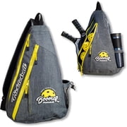 Boomer Pickleball Sling Bag with Paddle Storage, 3 Zipper Compartments, Water Bottle Pocket, Fence Clip, Gear Organizer
