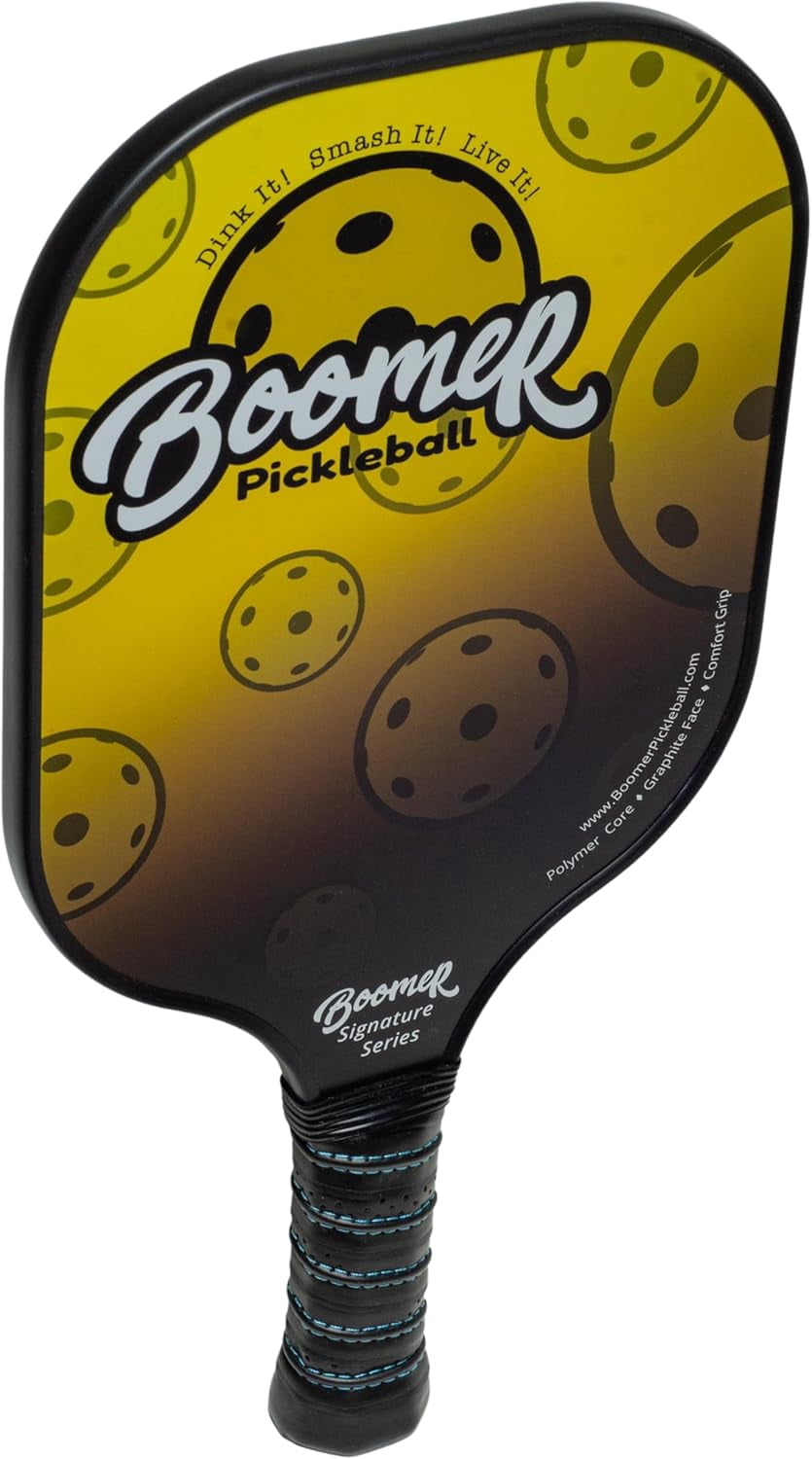 Boomer Signature Series Pickleball Paddle with Graphite Face, Polymer Honeycomb Core, Cushion Grip, 7.8 oz