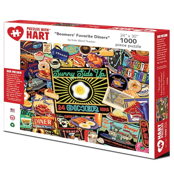 Boomer's Favorite Diners by Kate Ward Thacker, 24" x 30", 1000 Piece Puzzle