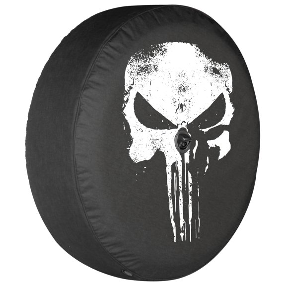 Boomerang - 32" Soft JL Tire Cover for Jeep JL Wrangler (w/ back-up camera) (2018-2020) - Sport & Sahara - Distressed Punisher Skull
