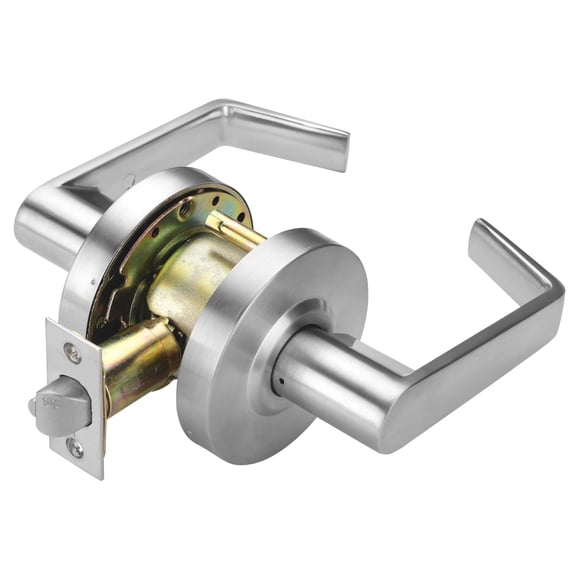 Boomerang Passage/Closet Function - ADA Commercial Door Lever Lock - Heavy-Duty Industrial Door Handle, Cylindrical Lever Lock, Non-Handed Grade 2, Satin Chrome (US26D), Passage/Closet