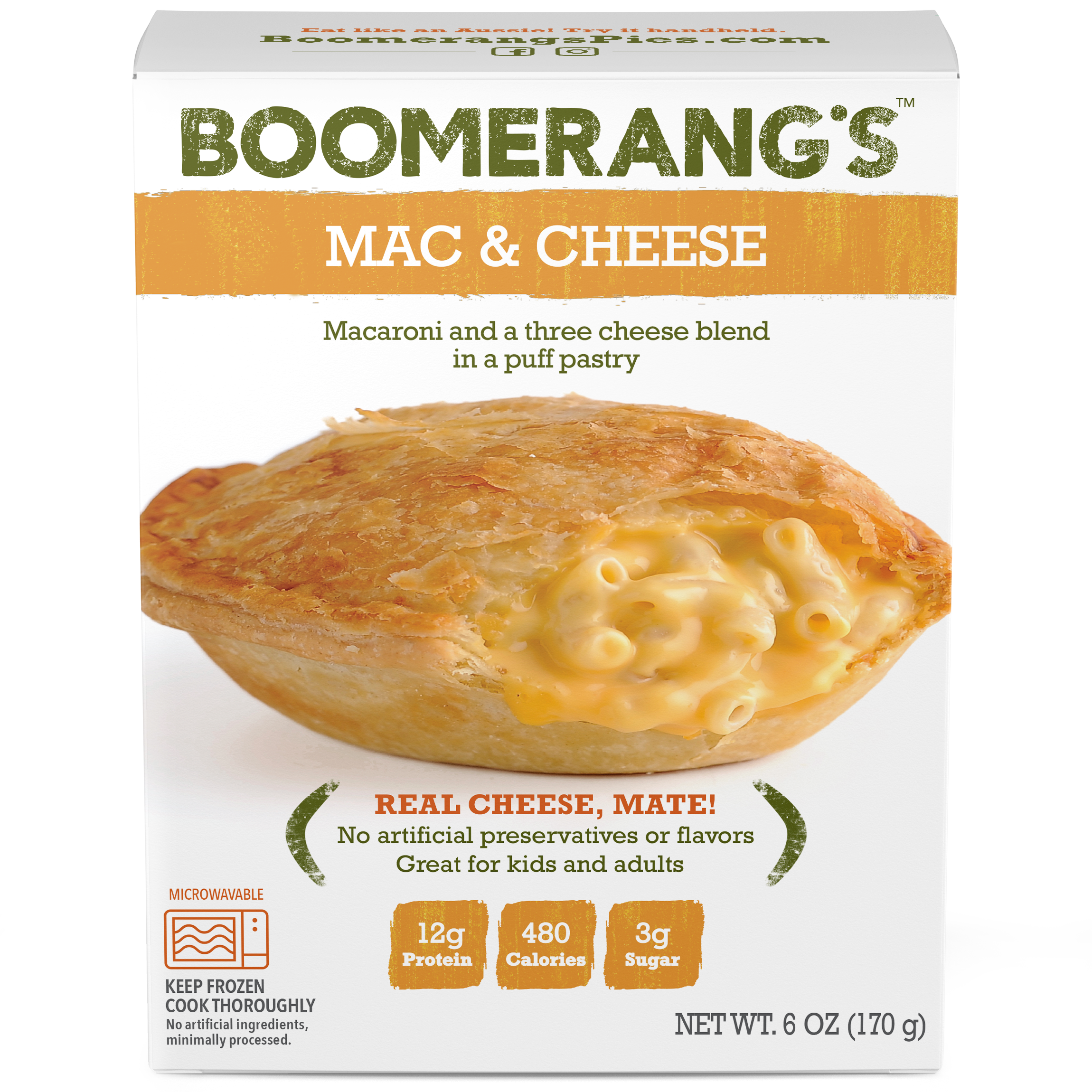 Boomerangs Mac and Cheese Veggie Aussie Pie, 6 Ounce 8 per case
