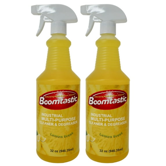 Boomtastic Multipurpose Cleaner and Degreaser, Lemon Scent 32 oz Bottle (Pack of 2) Liquid Form, Trigger Spray, Kitchen & Bathroom Cleaner