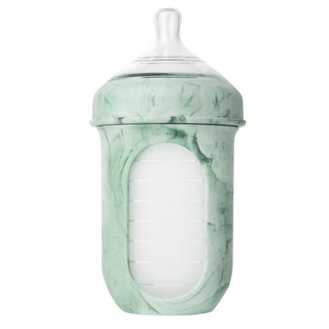 Boon NURSH Reusable Silicone Pouch Baby Bottle – Stage 2 Medium Flow – 8oz – Mint Tie Dye
