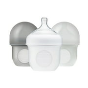 Boon Nursh Reusable Silicone Pouch Baby Bottle, Air-Free Feeding, Gray Multi Pack, 4 Oz, 3 Pk