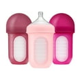 thumbnail image 1 of Boon Nursh Reusable Silicone Pouch Baby Bottle, Air-Free Feeding, Pink Multi Pack, 8 Oz, 3 Pk, 1 of 10